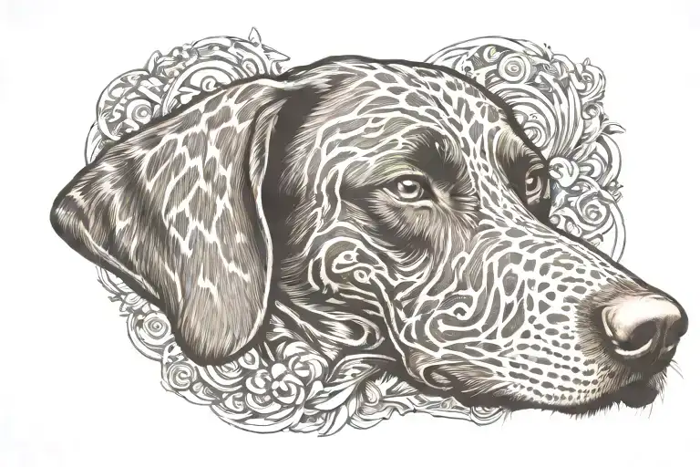 German shorthair pointer dog tattoo design idea