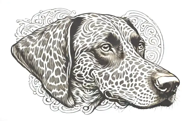 German shorthair pointer dog tattoo design idea