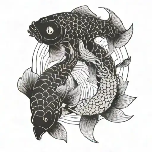 carpe koi e yin yang symbol tattoo design idea