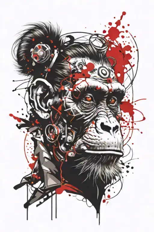 monkey head doctor character tattoo design idea