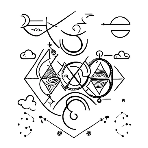 capricorn and pisces constellation tattoo design idea