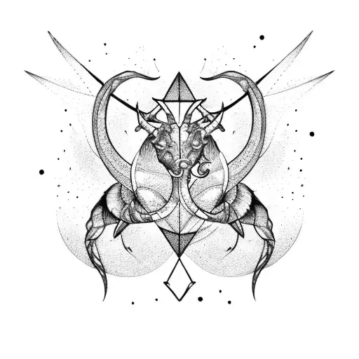 capricorn and pisces constellation tattoo design idea