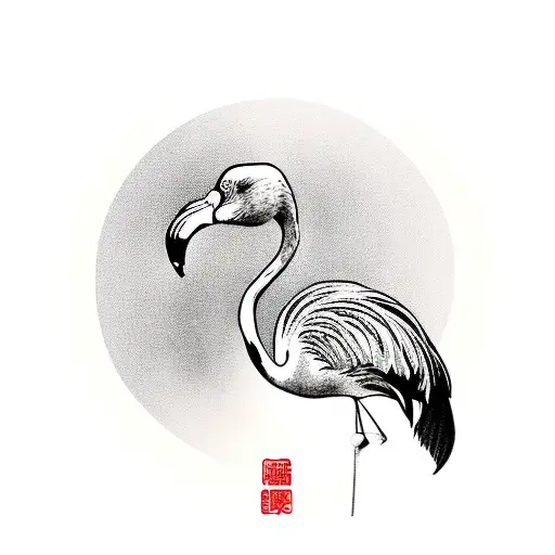 flamingo profile, polygonal tattoo design idea