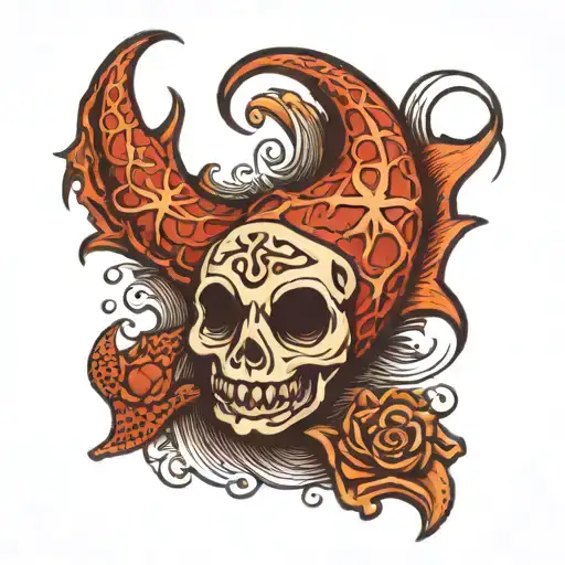 star fish hook tattoo design idea