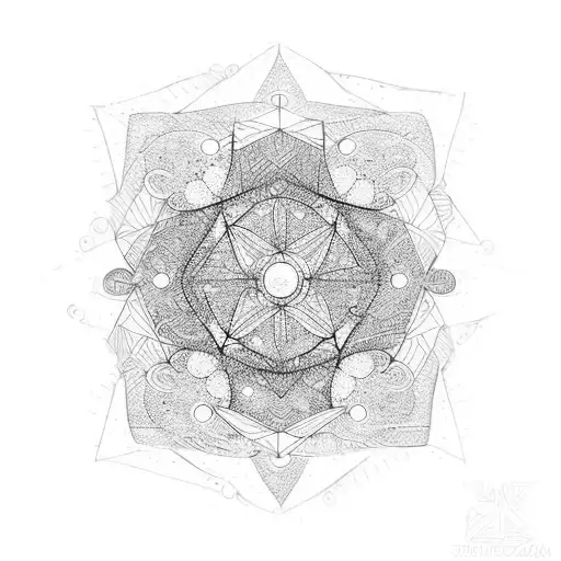 circle and square tattoo design idea