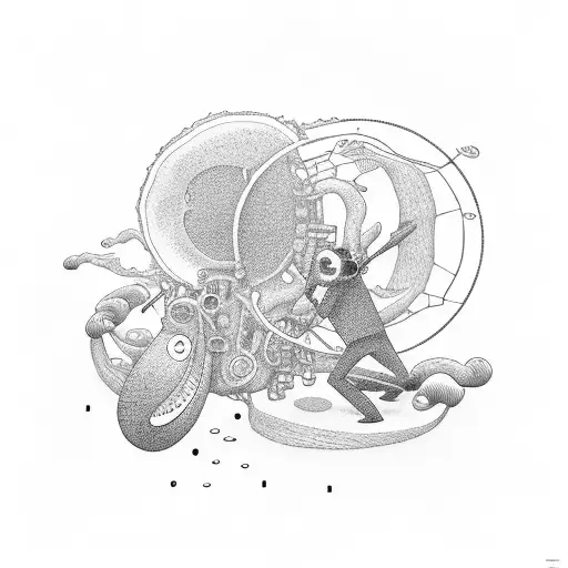  stickman and circle with "idiotas" in morse  tattoo design idea