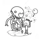  stickman and circle with "idiotas" in morse  tattoo design idea