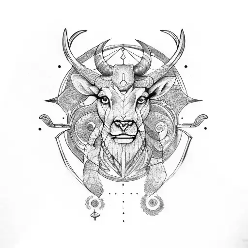 a combination of a leo, a taurus, an Aries and a Sagittarius tattoo design idea