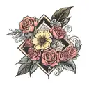 dark romance book surrounded by bold floral tattoo design idea