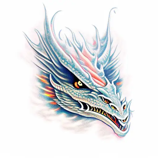 Dragon eyes glowing with fire tattoo design idea