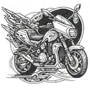 A futuristic motorcycle merging with a rocket ship, symbolizing the connection between aerospace technology and the thrill of riding tattoo design idea