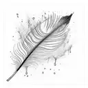 colourful feather with dew drop and written never give up in black colour tattoo design idea