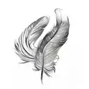 colourful feather and letter never give up in black colour tattoo design idea