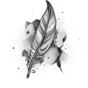 colourful feather and letter never give up in black colour tattoo design idea