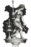 themis statue with scale balanced tattoo design idea
