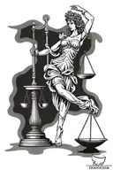 themis statue with scale balanced tattoo design idea