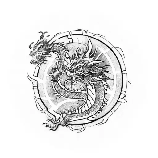A celestial dragon practicing kung-fu ving-tsun tattoo design idea
