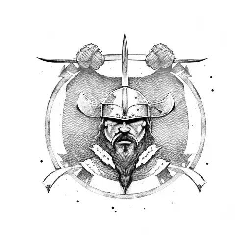 Fierce Viking warrior with a battle axe tattoo design idea