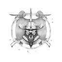 Fierce Viking warrior with a battle axe tattoo design idea