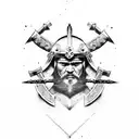 Fierce Viking warrior with a battle axe tattoo design idea