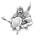 Fierce Viking warrior with a battle axe tattoo design idea
