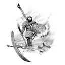 Fierce Viking warrior with a battle axe tattoo design idea