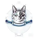 An engineer's blueprint of a cat wearing roller skates tattoo design idea