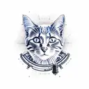 An engineer's blueprint of a cat wearing roller skates tattoo design idea