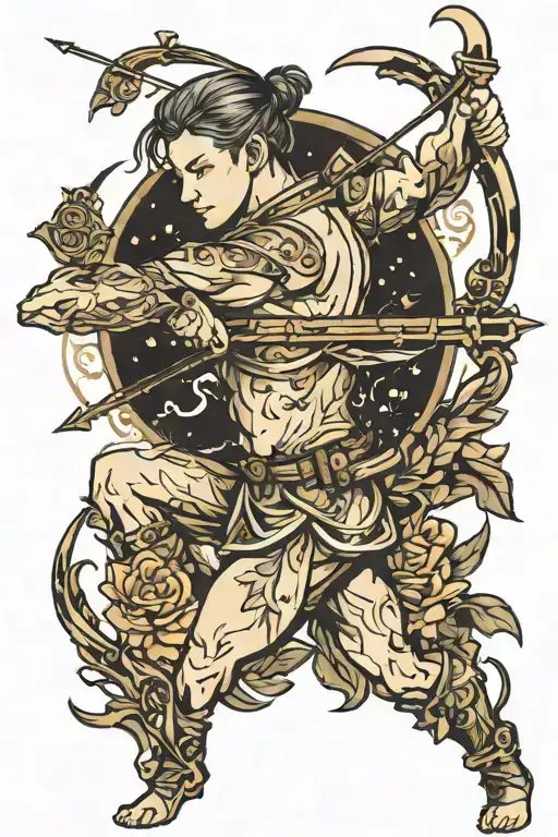 Sagittarius archer shooting tattoo design idea
