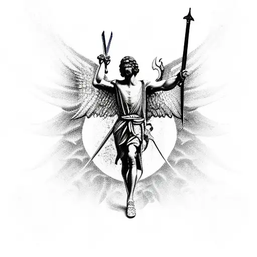 st michael with a sword tattoo design idea