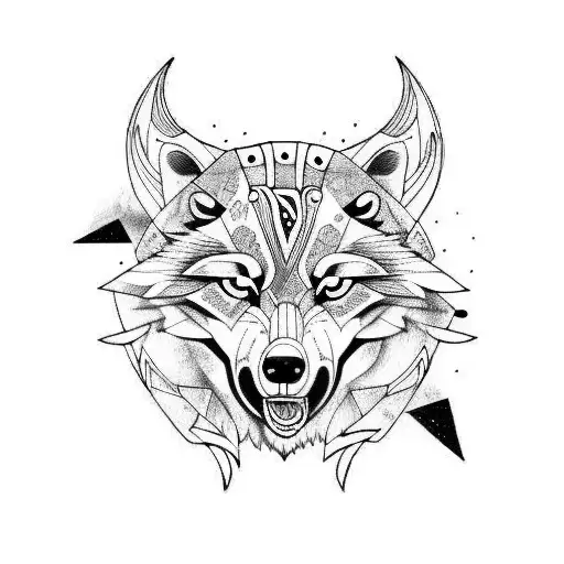 viking wolf tattoo design idea