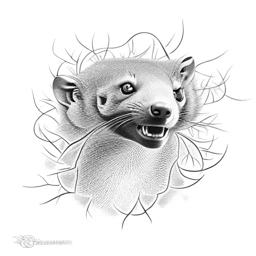 A mongoose head surrounded by thorny vines tattoo design idea