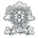Be joyful in hope, patient in affliction, faithful in prayer. with clouds behind it   tattoo design idea