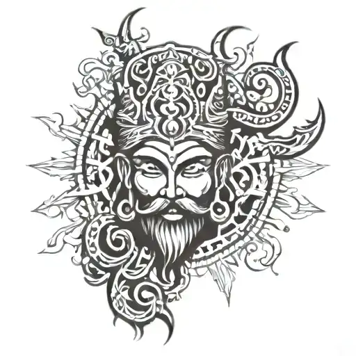 rudra text with trishul tattoo design idea