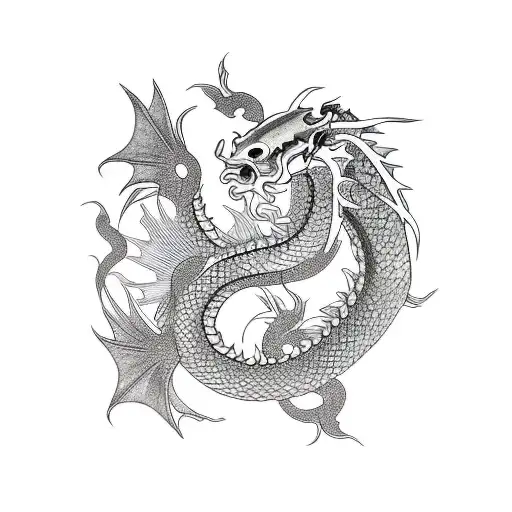 Dragon and koi fish tattoo design idea