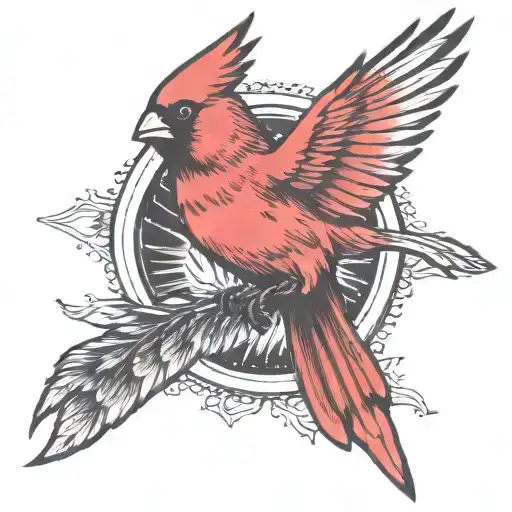 A single Cardinal flying tattoo design idea