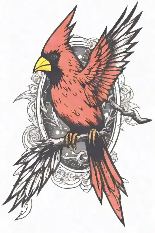 A single Cardinal flying tattoo design idea