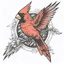 A single Cardinal flying tattoo design idea