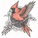 A single Cardinal flying tattoo design idea