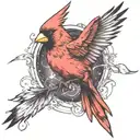 A single Cardinal flying tattoo design idea