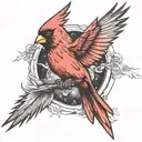A single Cardinal flying tattoo design idea