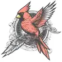 A single Cardinal flying tattoo design idea