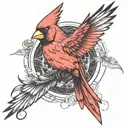 A single Cardinal flying tattoo design idea