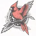 A single Cardinal flying tattoo design idea