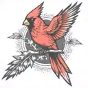 A single Cardinal flying tattoo design idea