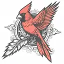 A single Cardinal flying tattoo design idea