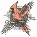 A single Cardinal flying tattoo design idea