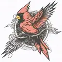 A single Cardinal flying tattoo design idea