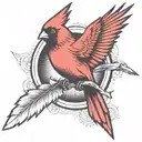 A single Cardinal flying tattoo design idea