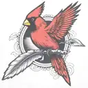 A single Cardinal flying tattoo design idea